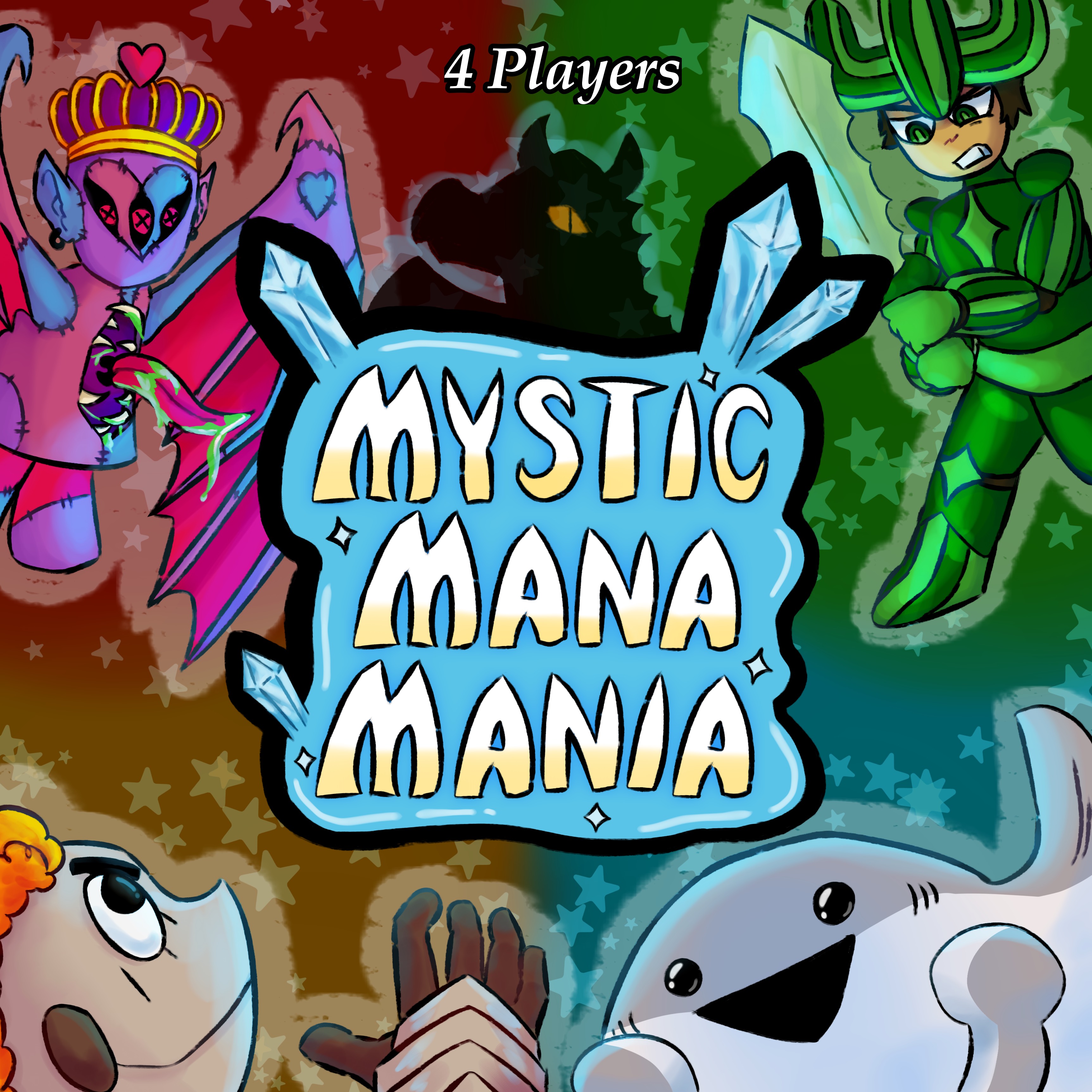 The box art for the board game, features the logo, the hero from each of the kingdoms, and the dragon.